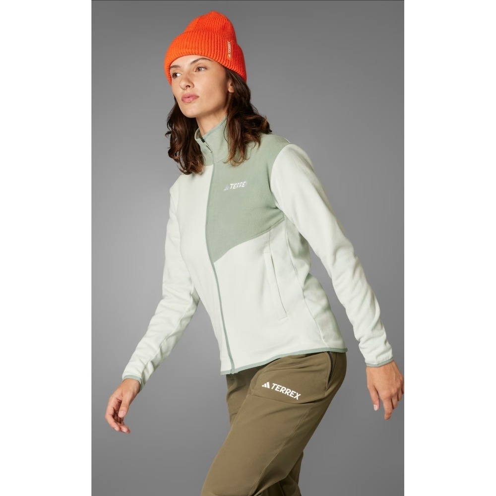 NWT Adidas Terrex‎ Multi Full-Zip Fleece Jacket Womens Medium Linen/Silver Green